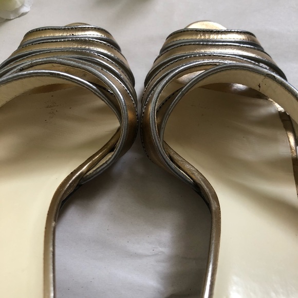 Miu Miu gold metallic strappy slip on mule sandals - Picture 8 of 12